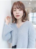 大人かわいい前髪セシルカットココアブラウンフリンジウェーブ