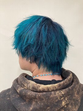 ヘアー アレス(hair ales) ターコイズ　ブルー　グリーン　派手髪　恐竜カラー