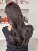 透明感カラー/モカグレージュ/レイヤーロング