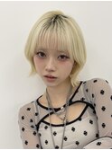 くびレイヤーボブルフネビージュ小顔ワンレンこなれミディ