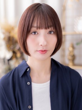 カバーヘア ブリス 志木南口駅前店(COVER HAIR bliss) 丸みボブ/チョコレートブラウン/ショコラブラウン/顎ラインボブg