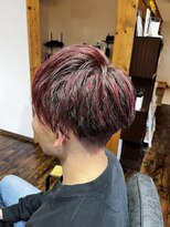 ジーワンヘアー(G1 HAIR) 【ハイライト】 メンズショート×レッドカラー