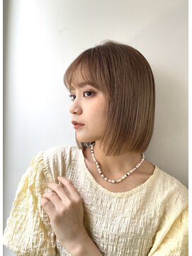 ネオリーブアイム 横浜西口店(Neolive aim) 切りっぱなしボブ/ベージュ【横浜】