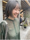 切りっぱなしボブ/ボブ/ミルクティーカラー/髪質改善縮毛矯正