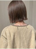 ストレートボブ　× ブリーチなしベージュ