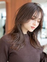 20代30代大人かわいい/レイヤーロング/グレーベージュ/前髪/小顔