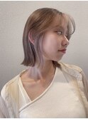 フェイスフレーミング/ピンクブラウン/切りっぱなしボブ