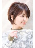 大人の丸みショートボブ ×グレージュカラー