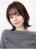 チョコグレージュ/20代30代大人かわいい/ミディアムレイヤー