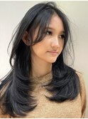 韓国ヘアーハッシュカットレイヤーカットハイライトカラー