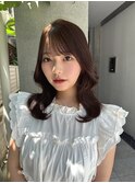 前髪カットミディアムレイヤーカットフルバングハッシュカット