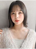 黒髪ココアベージュ艶感愛されクラゲヘアーイメチェン前髪