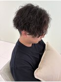 ブリーチなしカラー波巻きパーマ×センターパートメンズ