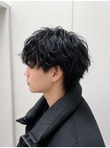 シャドウパーマ　メンズシースルーマッシュニュアンスパーマ韓国