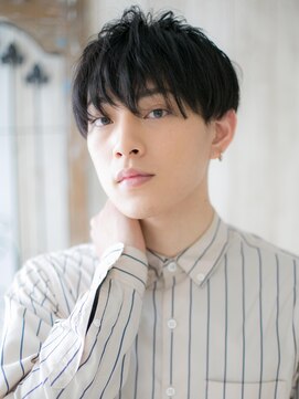 メンズヘア ビーセカンド 草加店(MENS HAIR B-2) ニュアンスデザインフルバングスーツ髪型フェザーマッシュa1草加