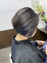 ムーブ(Moob)&nbsp;ブルーインナーカラー+襟足スッキリボブ【別府】