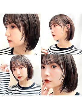 アフロートリノ(AFLOAT Leino) 【修】20代30代40代◎透明感カラー×韓国切りぱなしボブ