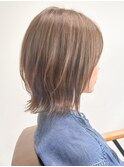 外ハネミディアムインナーカラー小顔ウルフカット20代30代40代
