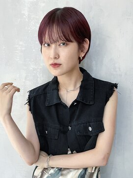 アイティーバイアルバム 松戸店(IT by ALBUM) ピンクショート_前髪パーマグレーベージュレイヤーロング_9649