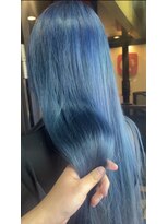 オルヘアサロン(Olu. hair salon)&nbsp;【水色】全頭ハイトーン　スカイブルー　ロング　韓国風