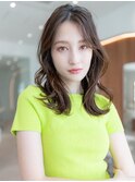 大人かわいい前髪セシルカットココアブラウンフリンジウェーブ