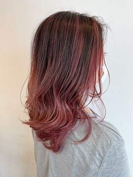 りんごの木 篠ノ井駅前店 くすみ系ピンクのバレイヤージュ／バイカラー／ゆるふわ巻き