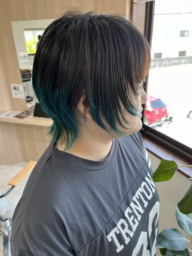 メロウ(mellow) 毛先カラー×ファントムシアン