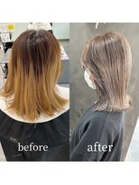 ガルボヘアー 桟橋店(garbo hair)&nbsp;シアーベージュ バレイヤージュ 大人カラー 外国人風