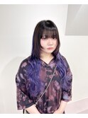 心斎橋プルエクステ丸ごとカラー紫パープルカラー色落ち綺麗