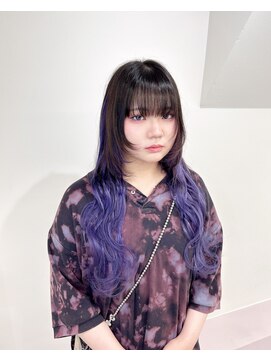 ガルボヘアー 心斎橋店(garbohair) 心斎橋プルエクステ丸ごとカラー紫パープルカラー色落ち綺麗