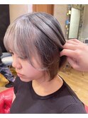 西梅田/ボブ/グレーベージュ/白髪ぼかし/ハイライト/ベージュ