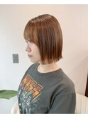 オリーブグレー/前髪/ボブ/マロンベージュ/レイヤーカット/小顔