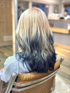 コイ(coii) エンドカラーブルー/ルーツカラー/シャドールーツハッシュカット