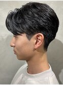メンズセンターパートウルフセンターパートニュアンスパーマ襟足