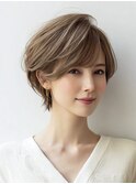 白髪ぼかし脱白髪染め似合わせショートボブ40代50代60代