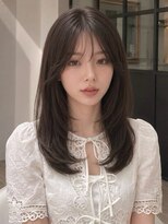 ユーフォリア 青山(Euphoria)&nbsp;韓国風パーマ薄め前髪韓国レイヤーバタフライカットグレージュ☆