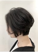 ふんわり前下がりショート　低温デジタルパーマ