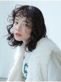 ミディアムパーマ/前髪あり/ウルフ/ワンカール/20代30代40代50代