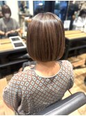 大人かわいい丸みボブ 小顔カット 透明感秋カラーハイトーン#2