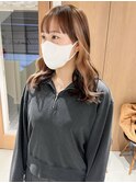 "久保田"インナーカラーフェイスレイヤーミディアムぱっつん前髪