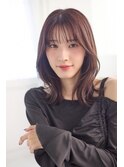 顔周りレイヤーミディアムくびれヘア韓国風