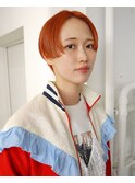 ハイトーンケアブリーチオレンジカラーマッシュショート