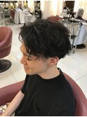 縦落ちツイスパ×アップバングで清潔感◎好感度UPメンズカット