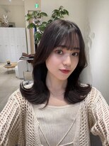アム 表参道(am)&nbsp;小顔薄めバンググレージュレイヤーロング前髪パーマ黒髪