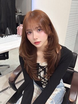 ロムーク 表参道(LOMKH) 小顔ロングレイヤーカット顔周り春ハッシュカット透明感カラー