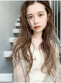 ウェットウェーブヘア_ハイライトカラーオリーブカラー_37597