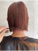 切りっぱなしボブ×ピンクベージュ(お客様スタイル)
