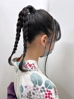 ヘアデザインロアール 元町店(Hair Design LOIRE) 個性派 三つ編みポニー 浴衣ヘア
