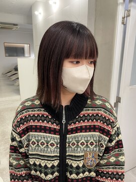 エンドリンク(endlink) インナーペールピンクカラー×切りっぱなしボブ