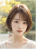 くびレイヤーエモージュ斜めバングイメチェン愛されショート
